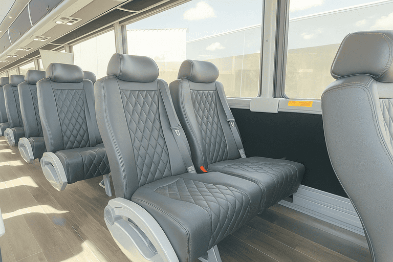 interior of Rowlett Coach Bus Service charter bus