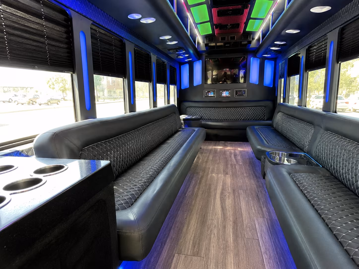 rowlett 15 passenger party bus inside