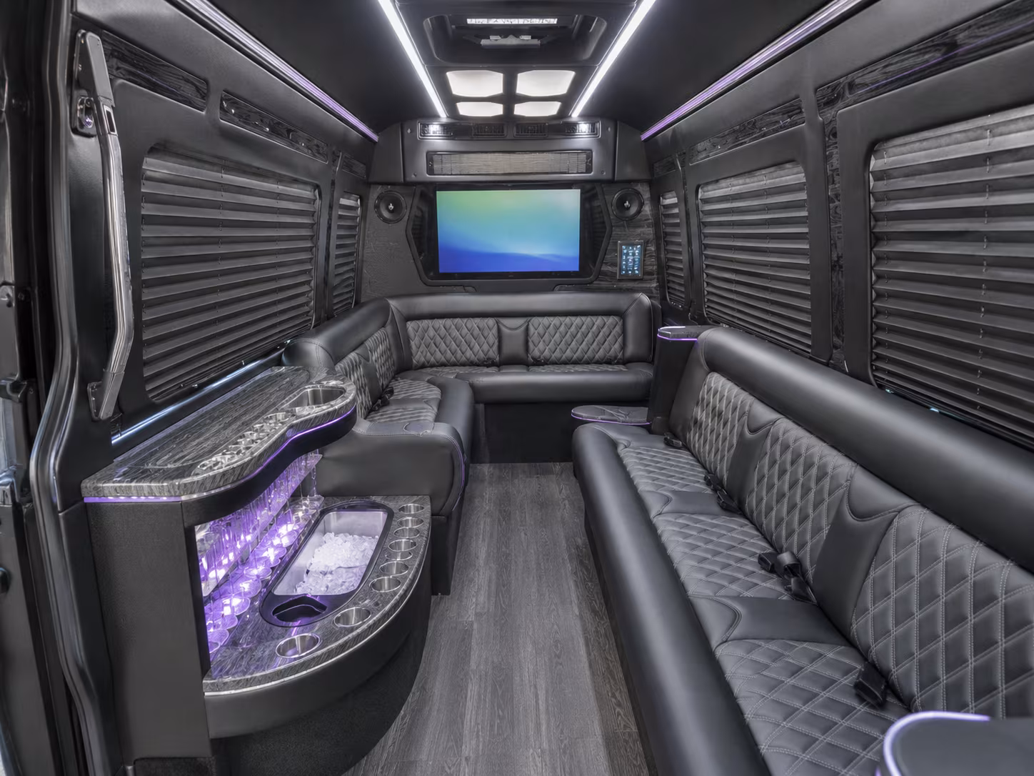 rowlett 18 passenger party bus interior