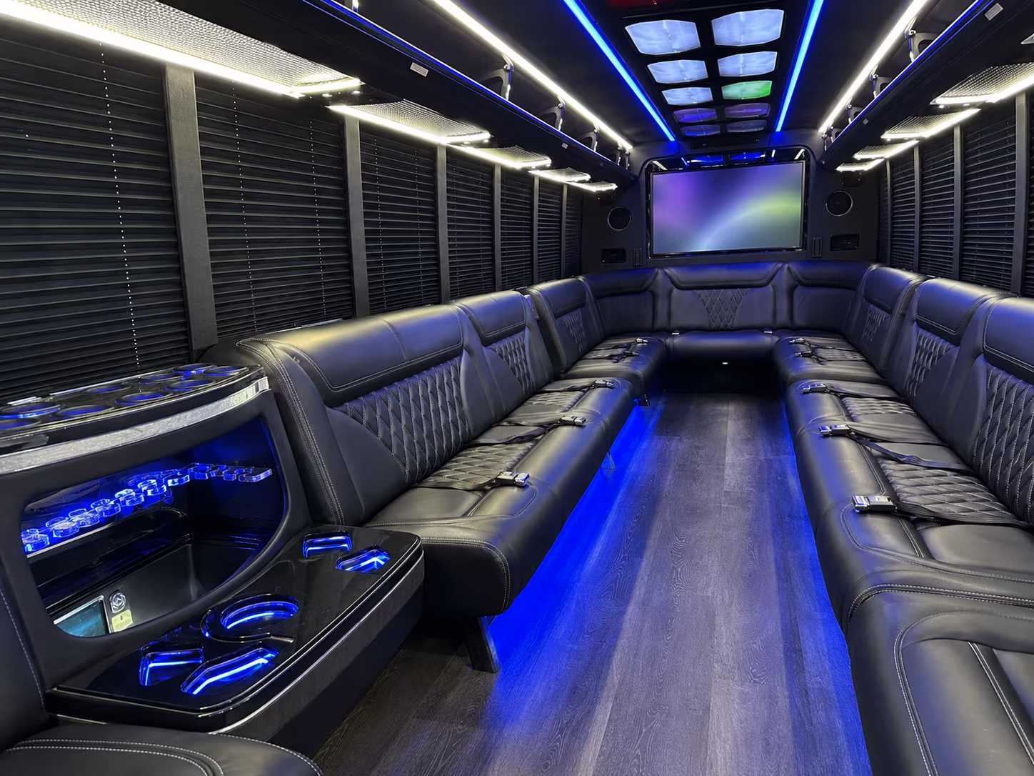rowlett 20 passenger party bus inside