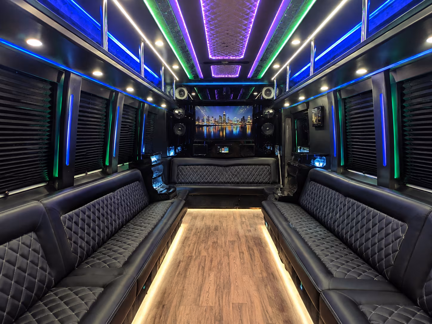 rowlett 25 passenger party bus interior