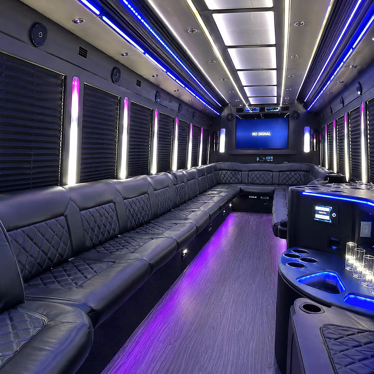 rowlett 30 passenger party bus inside