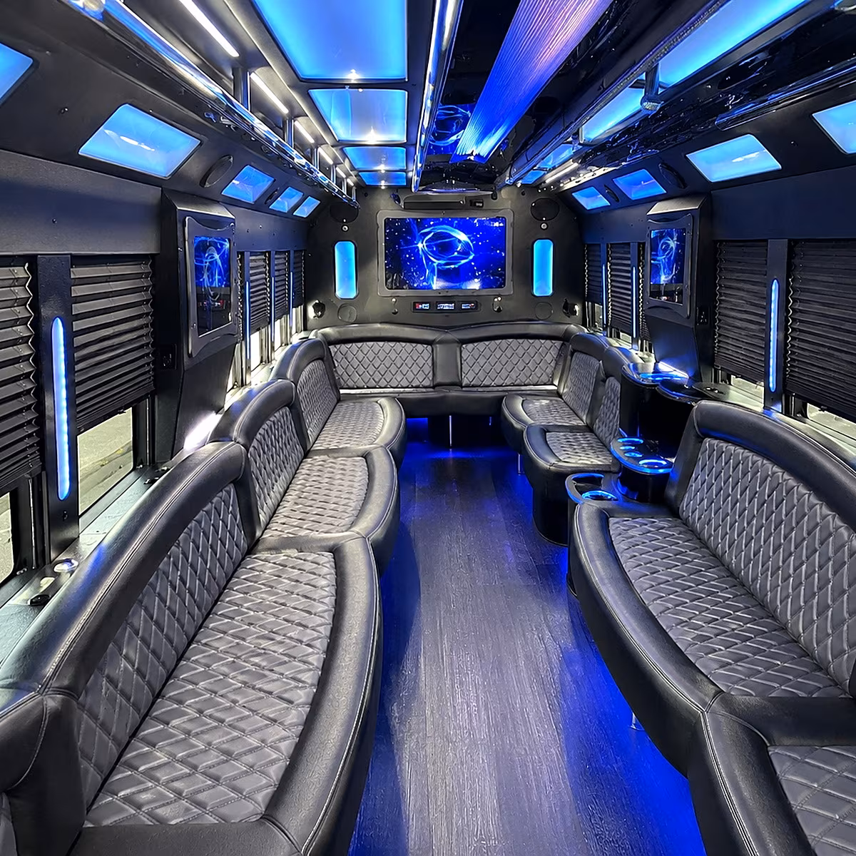rowlett 50 passenger party bus interior